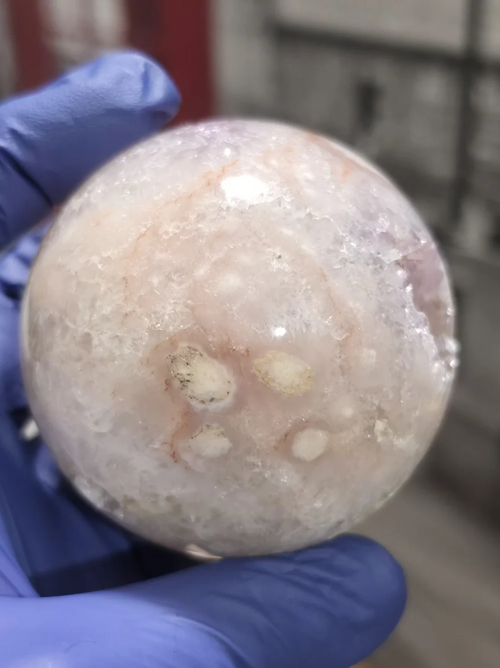Pink Amethyst And Agate Druzy Crystal Display Sphere